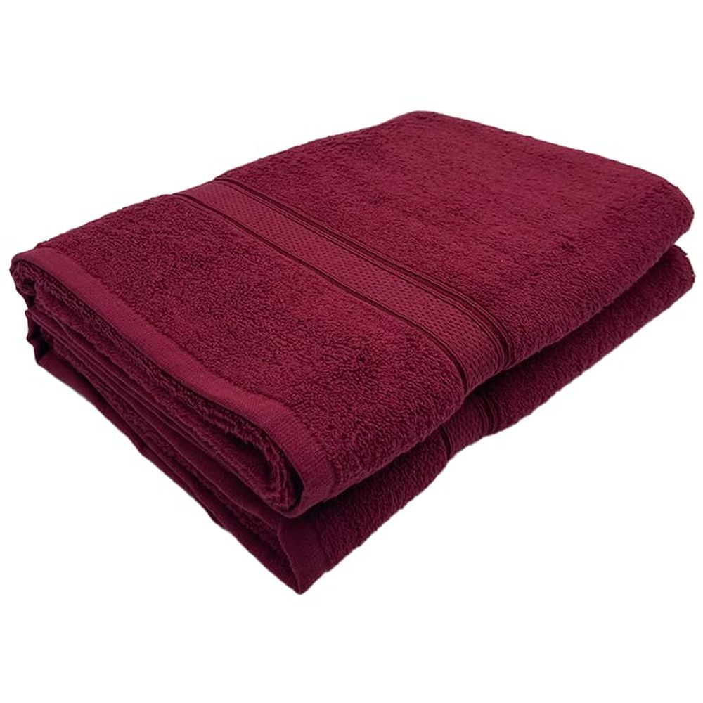 Byft - 100% Cotton Daffodil Bath Towel - 70X140Cm - Set Of 2 - Burgundy