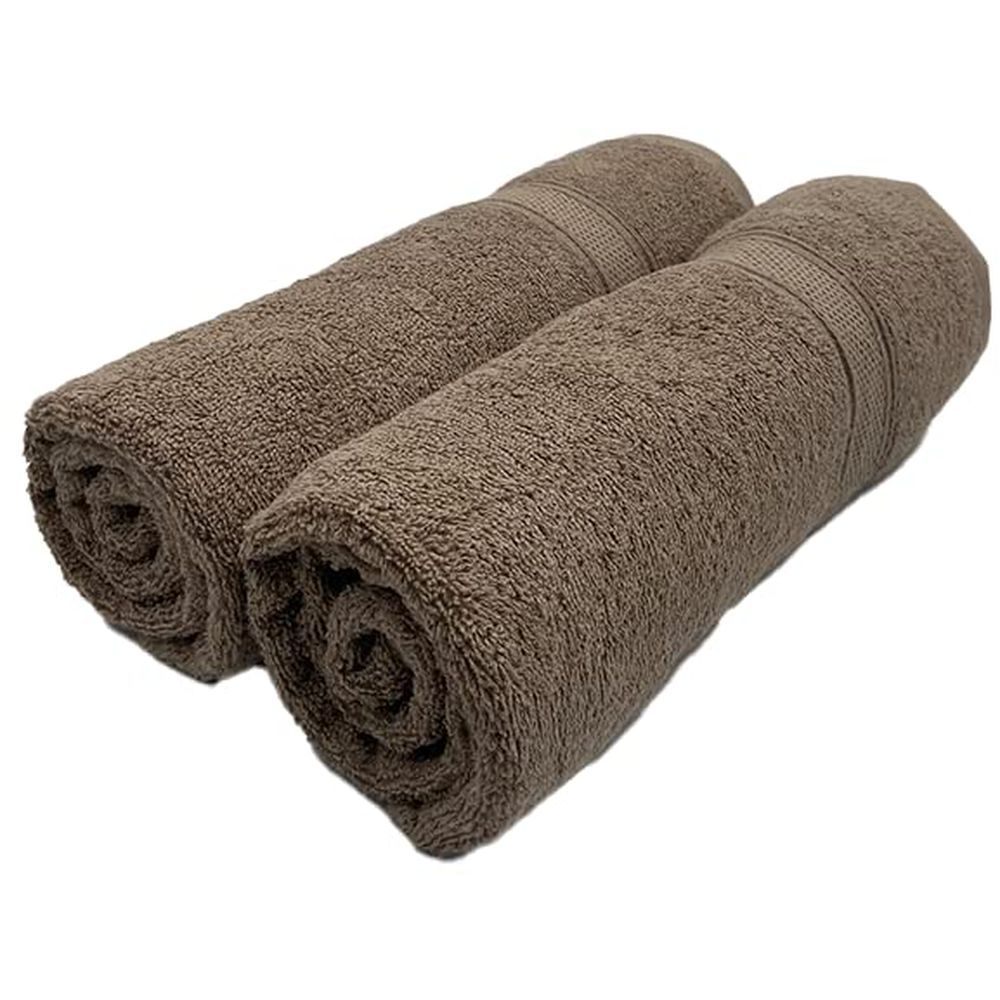 Byft - 100% Cotton Daffodil Bath Towel - 70X140Cm - Set Of 2 - Dark Beige