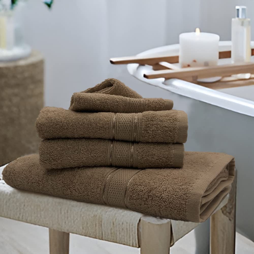 Byft - 100% Cotton Daffodil Bath Towel - 70X140Cm - Set Of 2 - Dark Beige