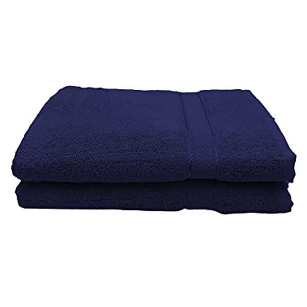 Byft - 100% Cotton Daffodil Bath Towel - 70X140Cm - Set Of 2 - Navy Blue