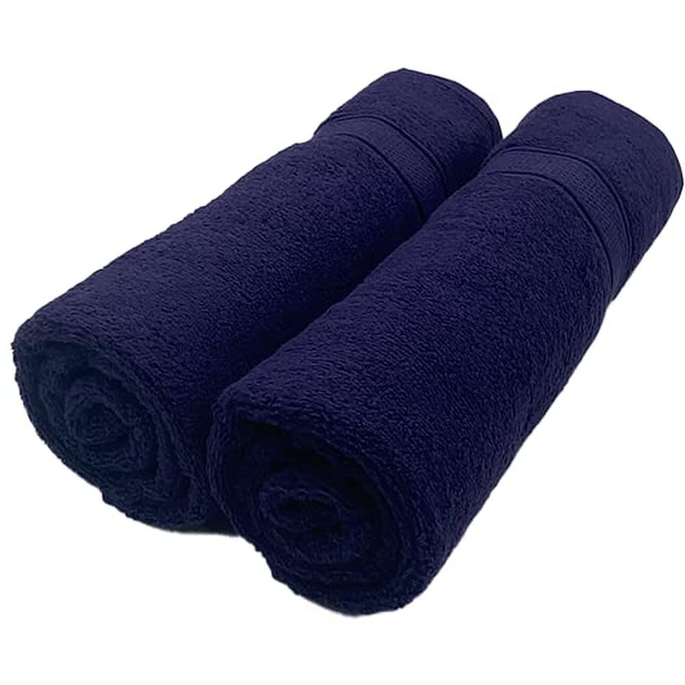 Byft - 100% Cotton Daffodil Bath Towel - 70X140Cm - Set Of 2 - Navy Blue