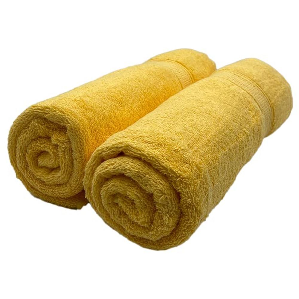 Byft - 100% Cotton Daffodil Bath Towel - 70X140Cm - Set Of 2 - Yellow