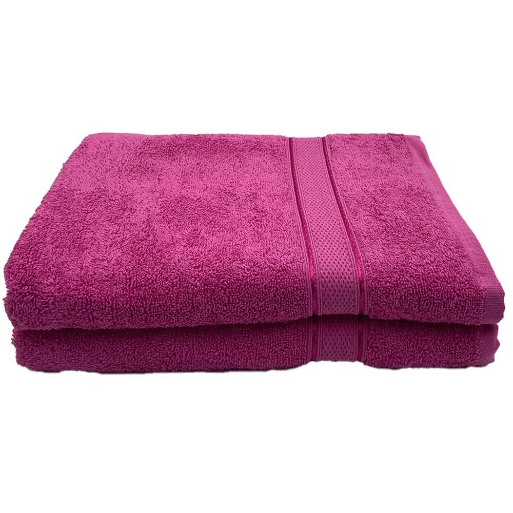 Byft - 100% Cotton Daffodil Bath Towel - 70X140Cm - Set Of 2 - Fuchsia Pink