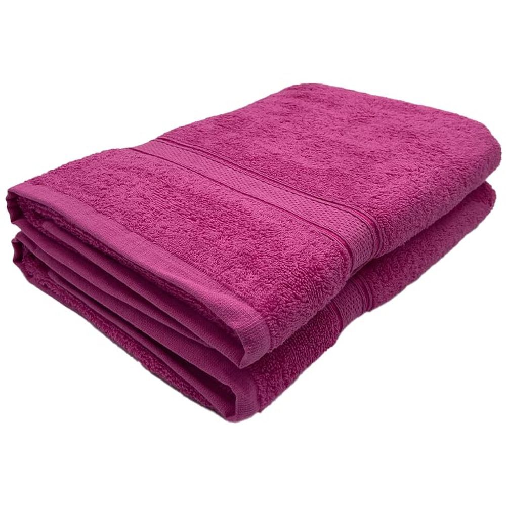 Byft - 100% Cotton Daffodil Bath Towel - 70X140Cm - Set Of 2 - Fuchsia Pink