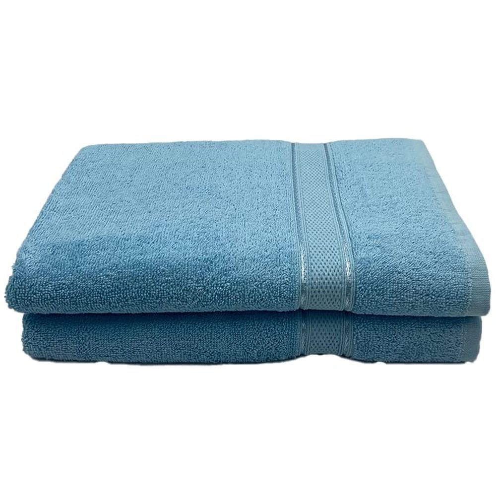 Byft - 100% Cotton Daffodil Bath Towel - 70X140Cm - Set Of 2 - Light Blue