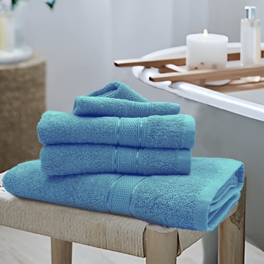 Byft - 100% Cotton Daffodil Bath Towel - 70X140Cm - Set Of 2 - Light Blue