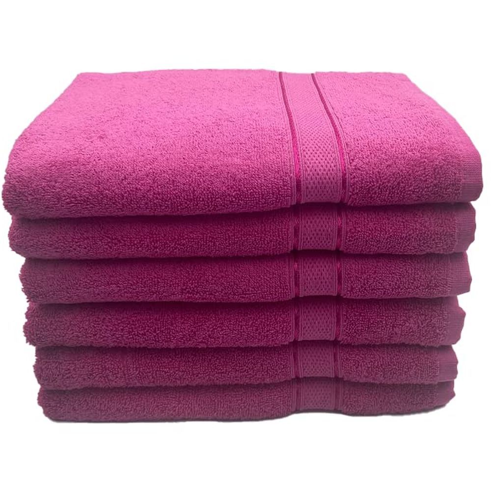 Byft - 100% Cotton Daffodil Bath Towel - 70X140Cm - Set Of 6 - Fuchsia Pink