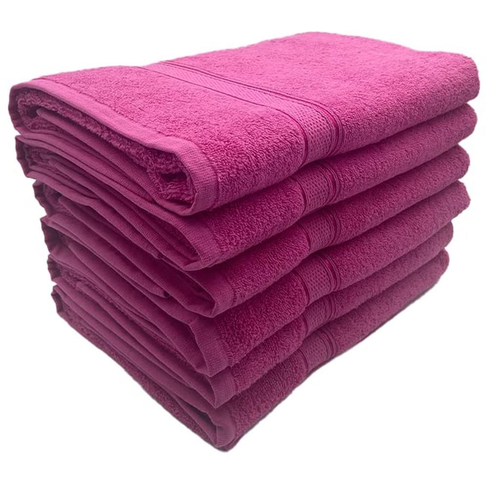 Byft - 100% Cotton Daffodil Bath Towel - 70X140Cm - Set Of 6 - Fuchsia Pink