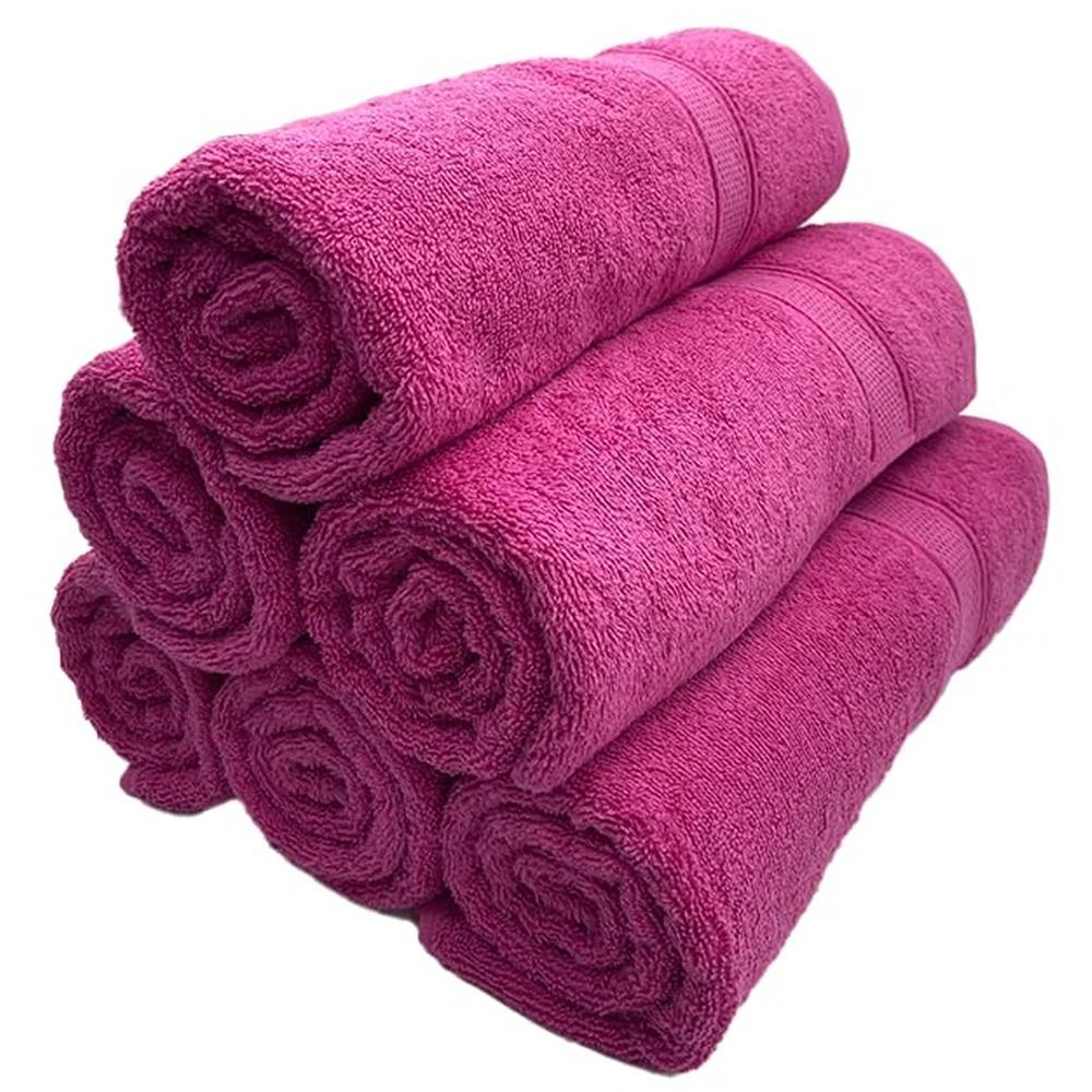 Byft - 100% Cotton Daffodil Bath Towel - 70X140Cm - Set Of 6 - Fuchsia Pink