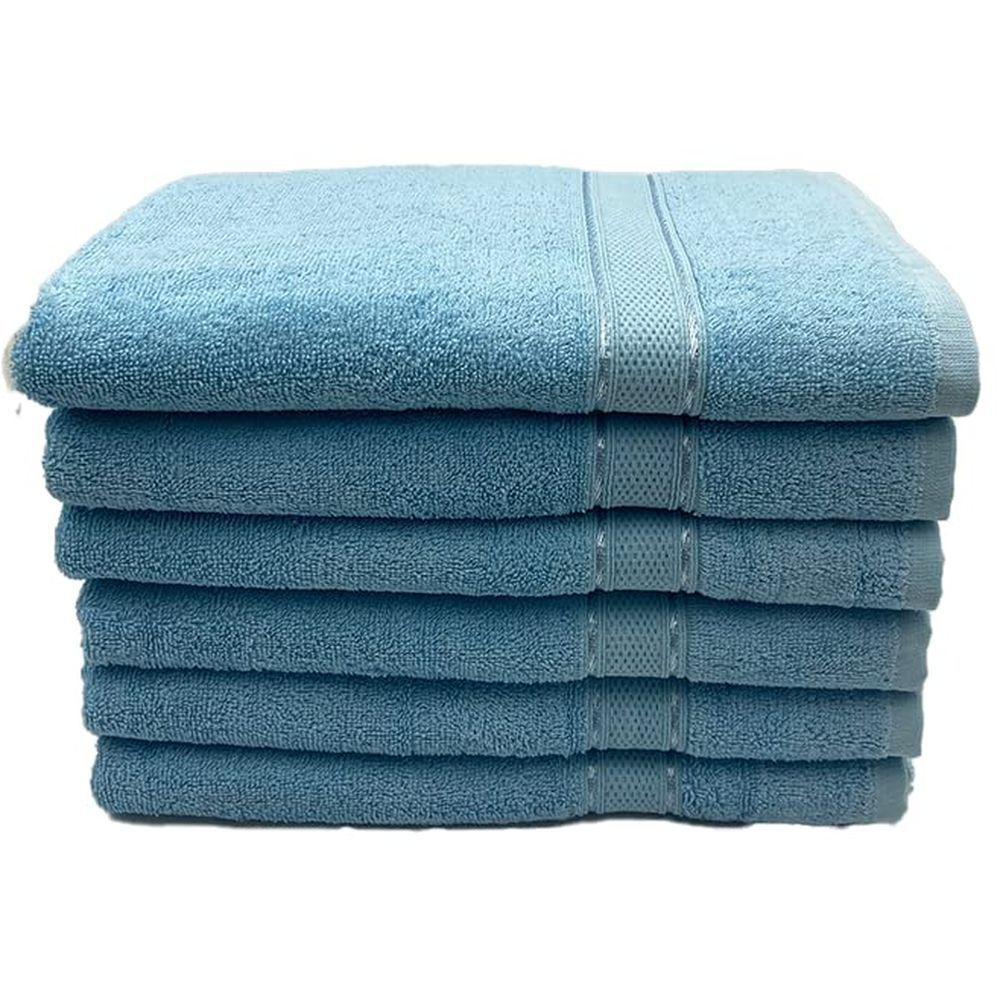 Byft - 100% Cotton Daffodil Bath Towel - 70X140Cm - Set Of 6 - Light Blue