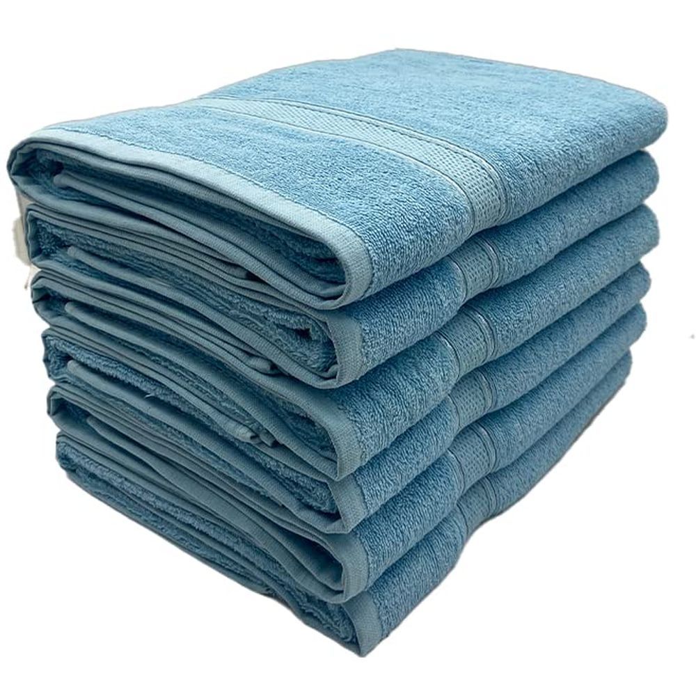 Byft - 100% Cotton Daffodil Bath Towel - 70X140Cm - Set Of 6 - Light Blue