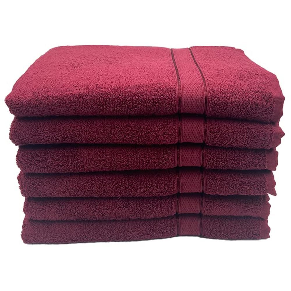 Byft - 100% Cotton Daffodil Bath Towel - 70X140Cm - Set Of 6 - Burgundy