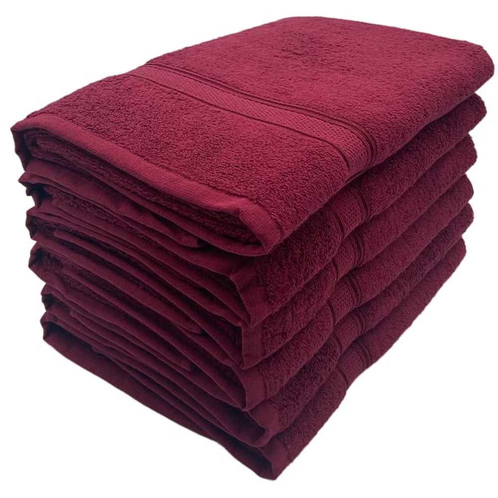 Byft - 100% Cotton Daffodil Bath Towel - 70X140Cm - Set Of 6 - Burgundy