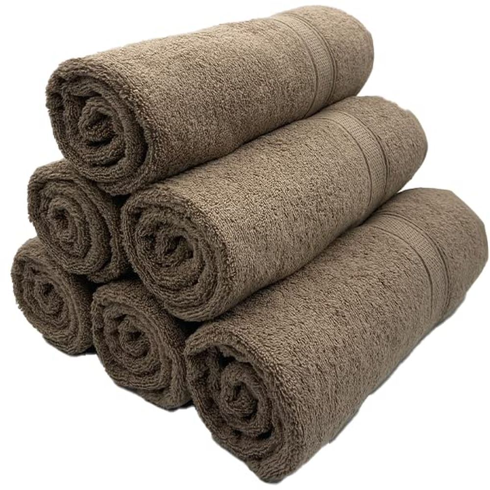 Byft - 100% Cotton Daffodil Bath Towel - 70X140Cm - Set Of 6 - Dark Beige