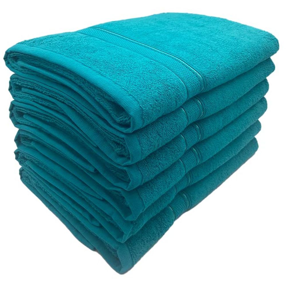 Byft - 100% Cotton Daffodil Bath Towel - 70X140Cm - Set Of 6 - Turquoise Blue