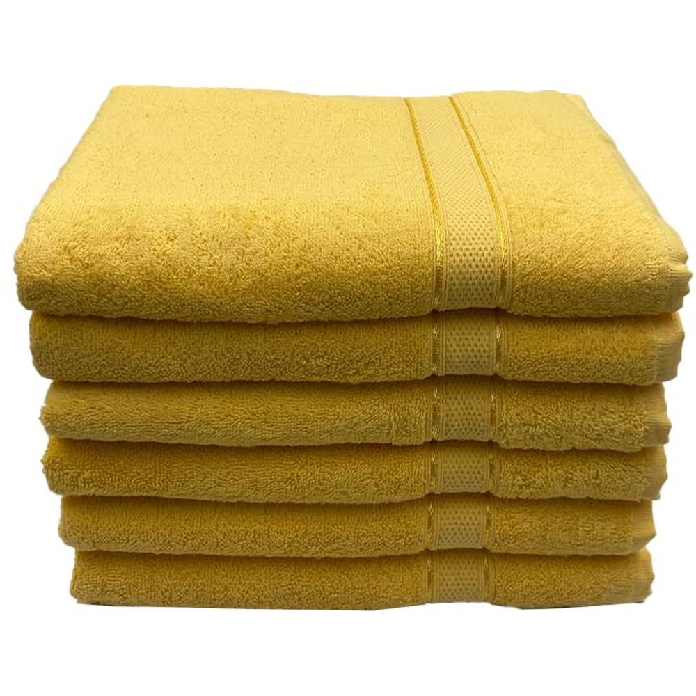 Byft - 100% Cotton Daffodil Bath Towel - 70X140Cm - Set Of 6 - Yellow