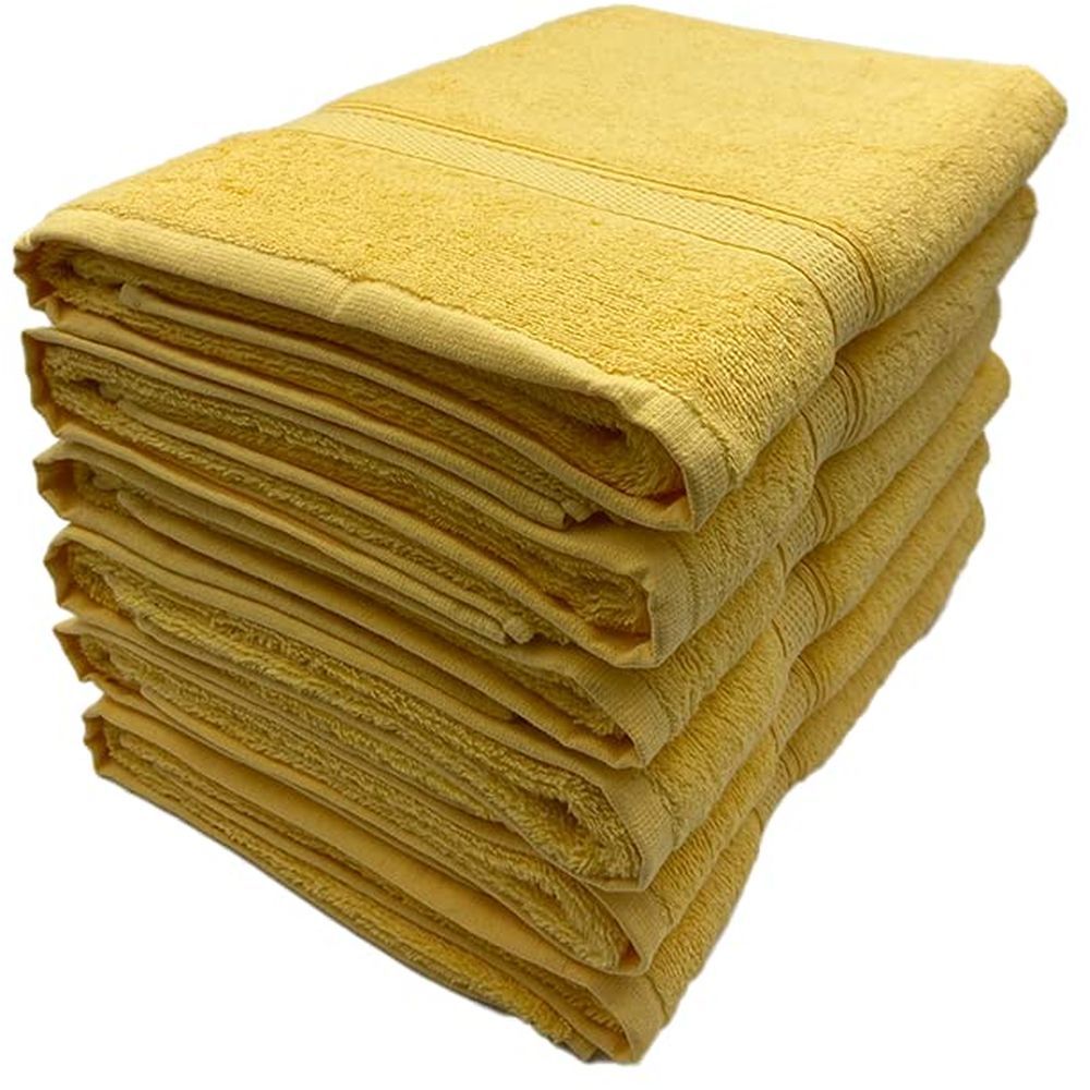 Byft - 100% Cotton Daffodil Bath Towel - 70X140Cm - Set Of 6 - Yellow