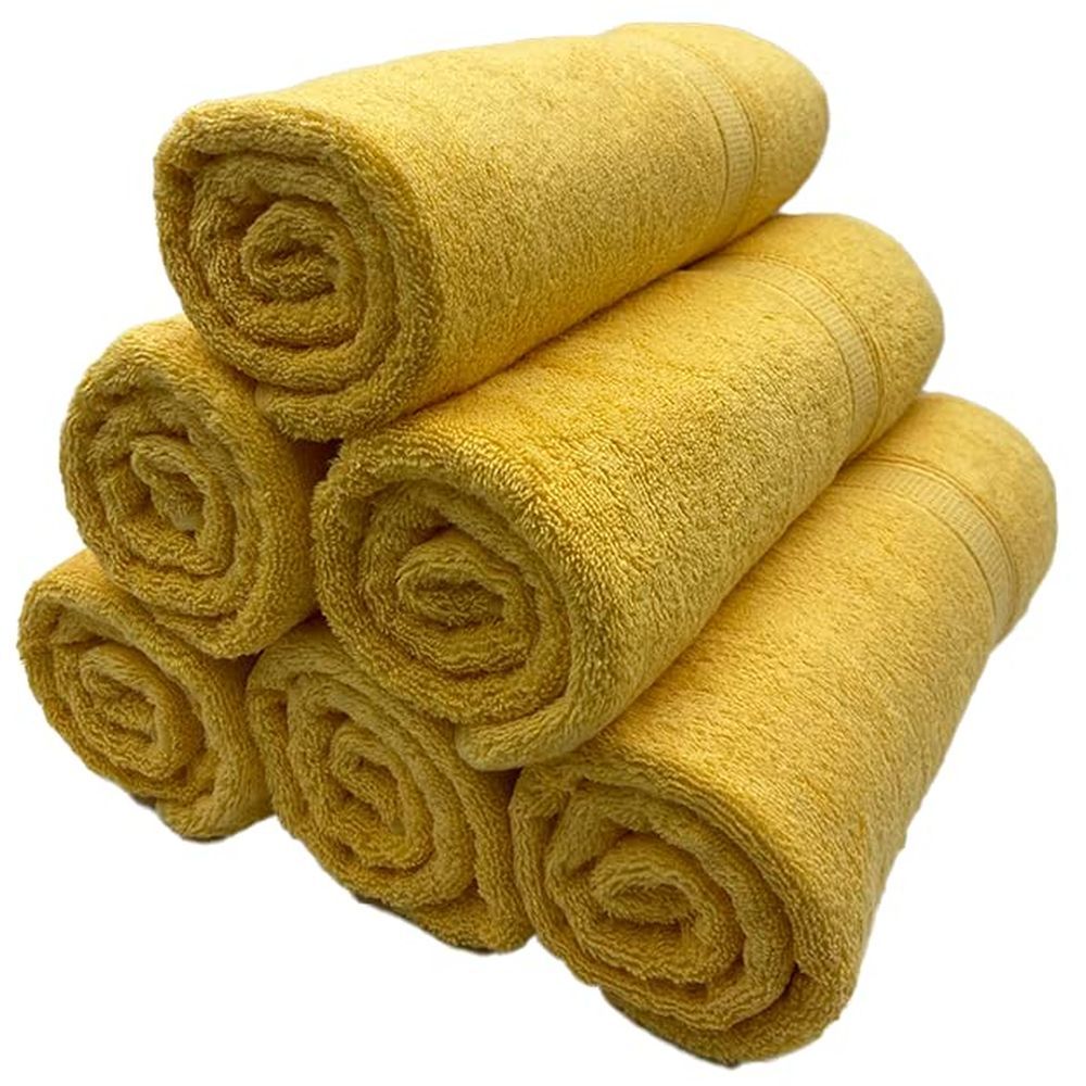 Byft - 100% Cotton Daffodil Bath Towel - 70X140Cm - Set Of 6 - Yellow