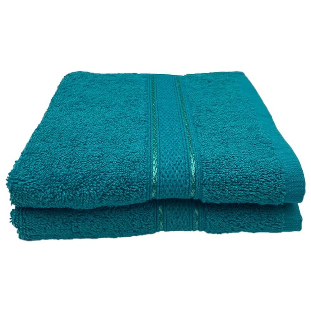 Byft - 100% Cotton Daffodil Hand Towel - 40X60Cm - Set Of 2 - Turquoise Blue