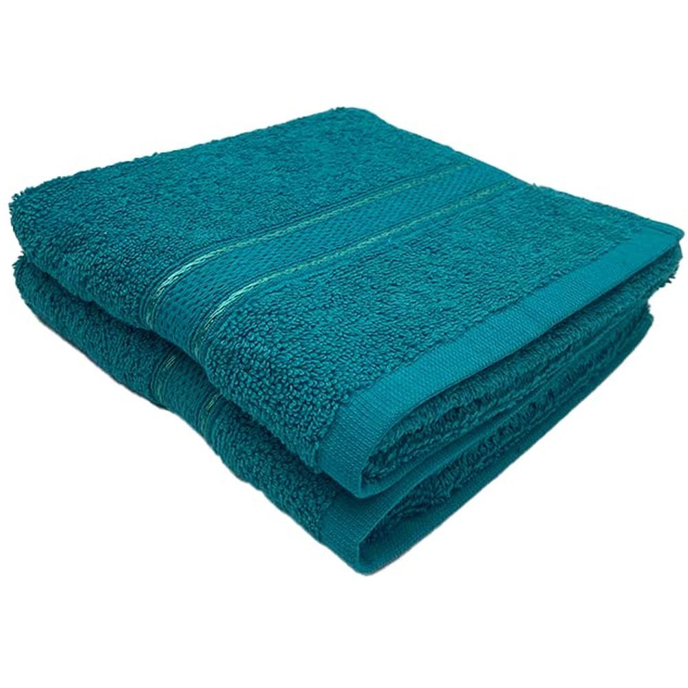 Byft - 100% Cotton Daffodil Hand Towel - 40X60Cm - Set Of 2 - Turquoise Blue