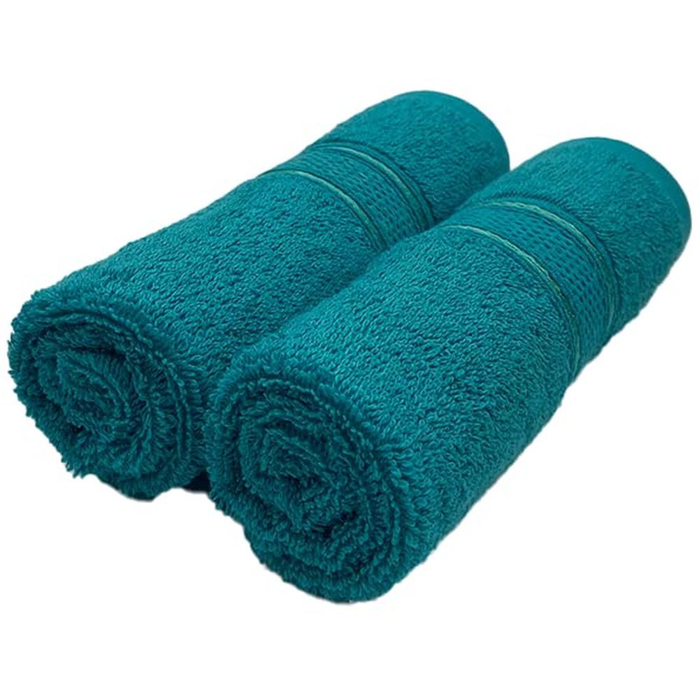 Byft - 100% Cotton Daffodil Hand Towel - 40X60Cm - Set Of 2 - Turquoise Blue