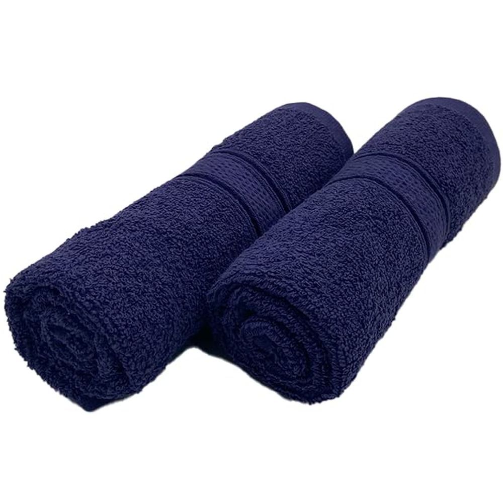 Byft - 100% Cotton Daffodil Hand Towel - 40X60Cm - Set Of 2 - Navy Blue