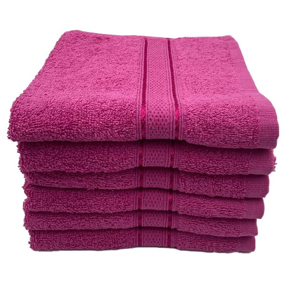 Byft - 100% Cotton Daffodil Hand Towel - 40X60Cm - Set Of 6 - Fuchsia Pink