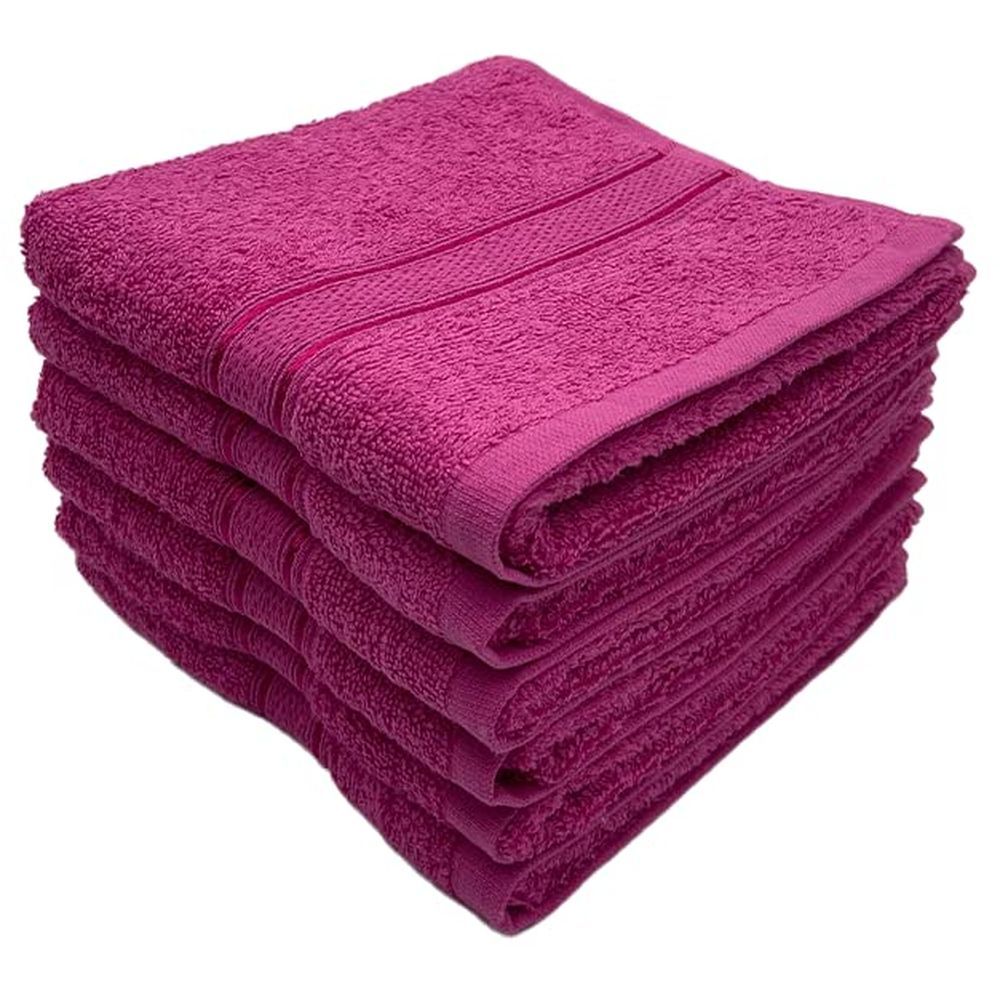 Byft - 100% Cotton Daffodil Hand Towel - 40X60Cm - Set Of 6 - Fuchsia Pink