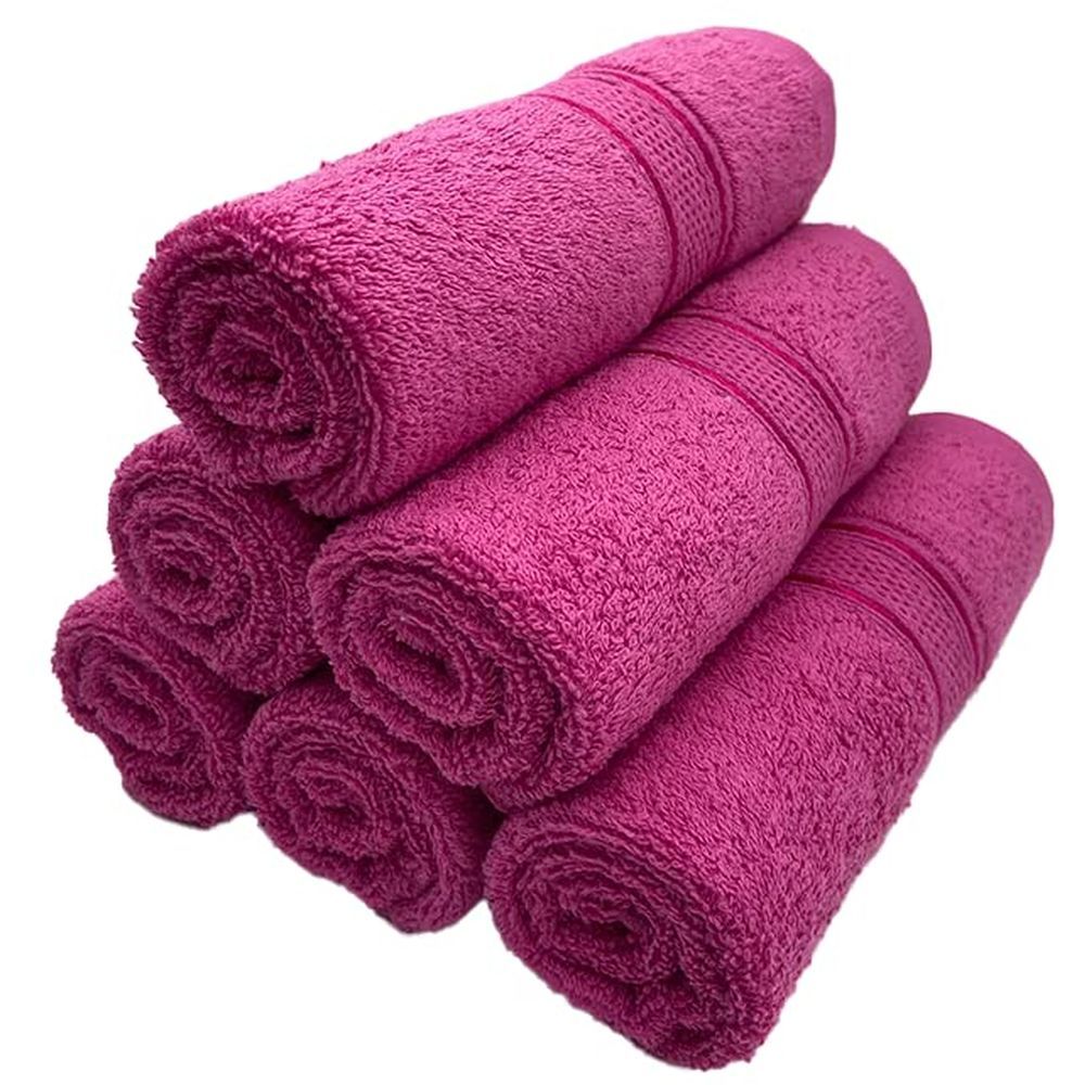 Byft - 100% Cotton Daffodil Hand Towel - 40X60Cm - Set Of 6 - Fuchsia Pink