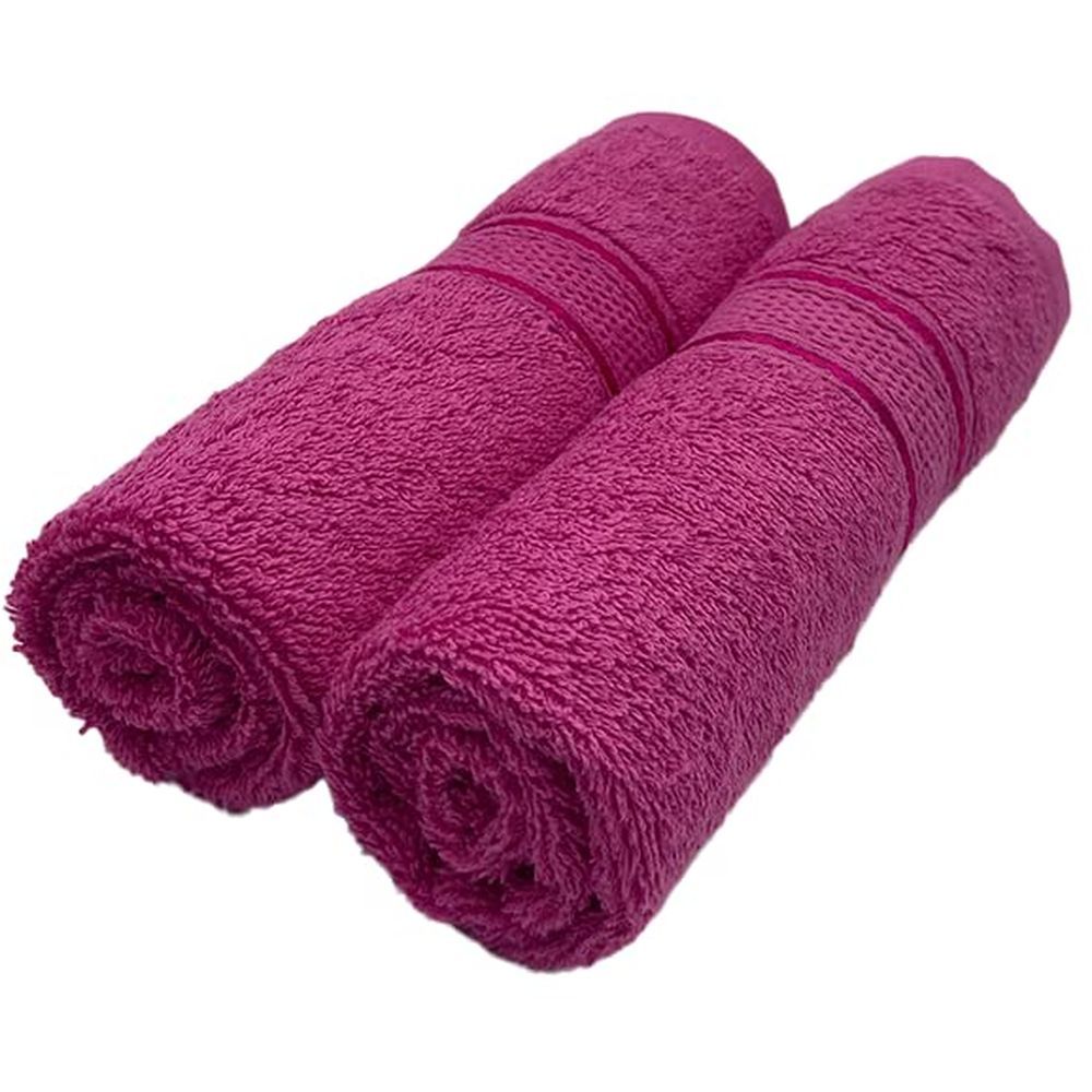 Byft - 100% Cotton Daffodil Hand Towel - 60X110Cm - Set Of 2 - Fuchsia Pink