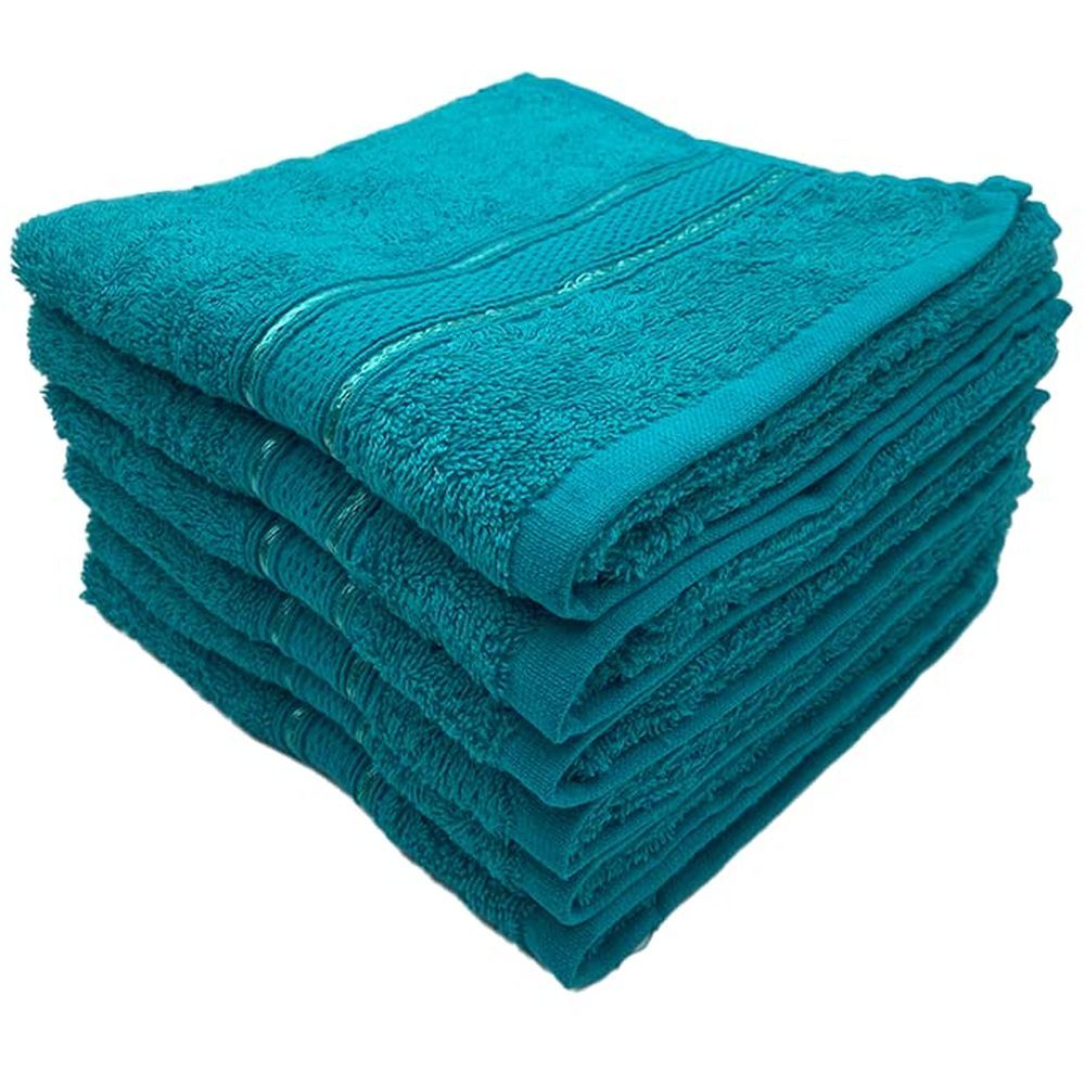 Byft - 100% Cotton Daffodil Hand Towel - 60X110Cm - Set Of 6 - Turquoise Blue