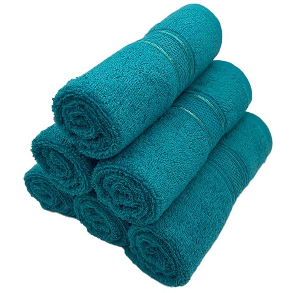 Byft - 100% Cotton Daffodil Hand Towel - 60X110Cm - Set Of 6 - Turquoise Blue