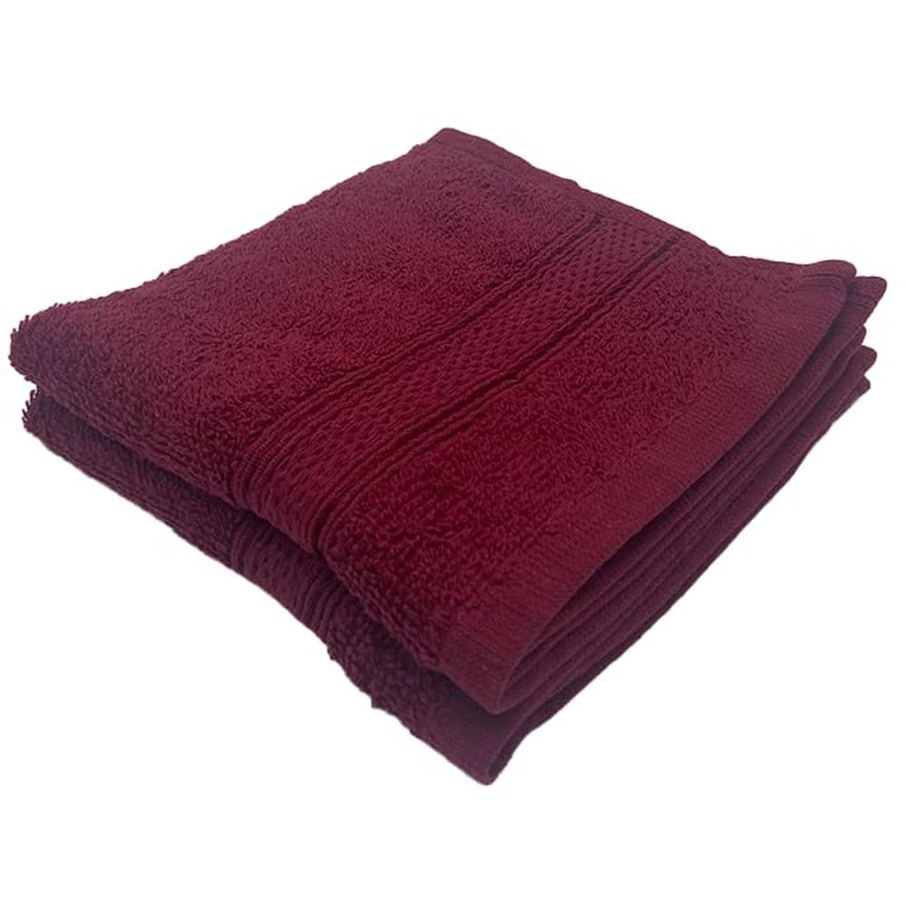 Byft - 100% Cotton Daffodil Washcloth - 30X30Cm - Set Of 2 - Burgundy