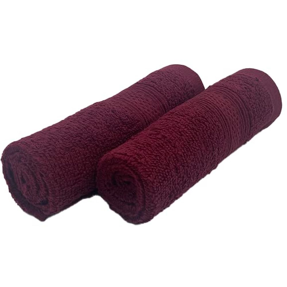 Byft - 100% Cotton Daffodil Washcloth - 30X30Cm - Set Of 2 - Burgundy