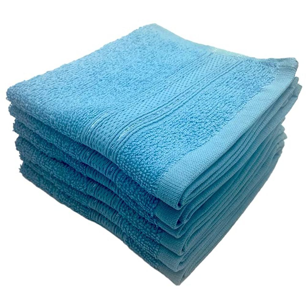 Byft - 100% Cotton Daffodil Washcloth - 30X30Cm - Set Of 6 - Light Blue