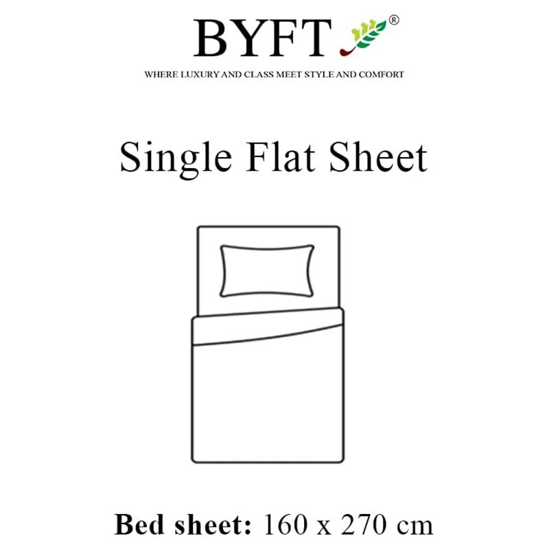 BYFT - Tulip Single Flat Sheet 160 x 280 cm - Cream 