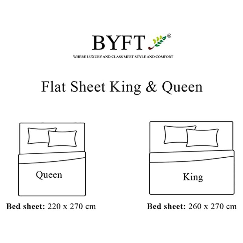 BYFT - Tulip Queen Flat Sheet 220 x 280 cm - Grey 