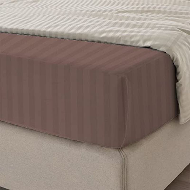 BYFT - Tulip Single Satin Stripe Flat Sheet 160 x 280 cm - Dark Brown 