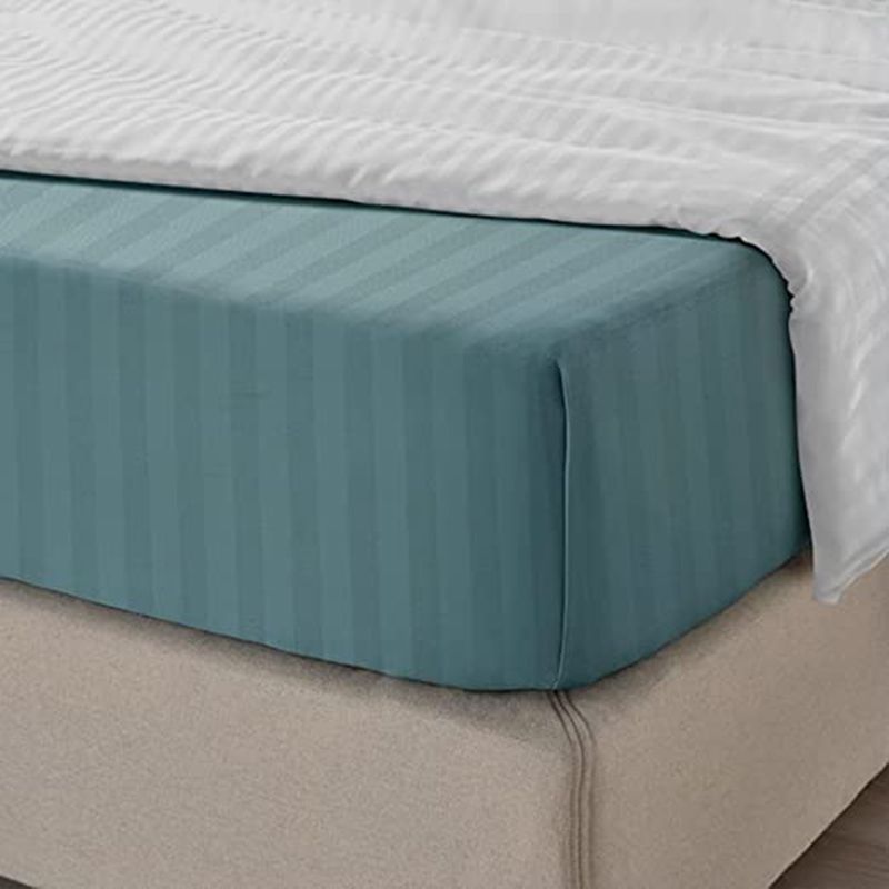 BYFT - Tulip Single Satin Stripe Flat Sheet 160 x 280 cm - Sea Green 