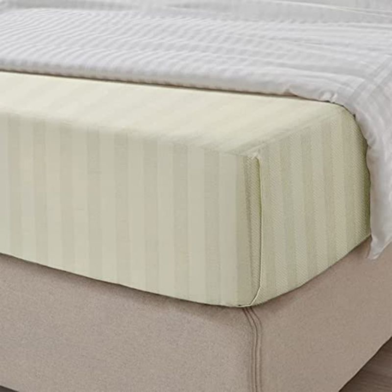 BYFT - Tulip Single Satin Stripe Flat Sheet 160 x 280 cm - Cream 