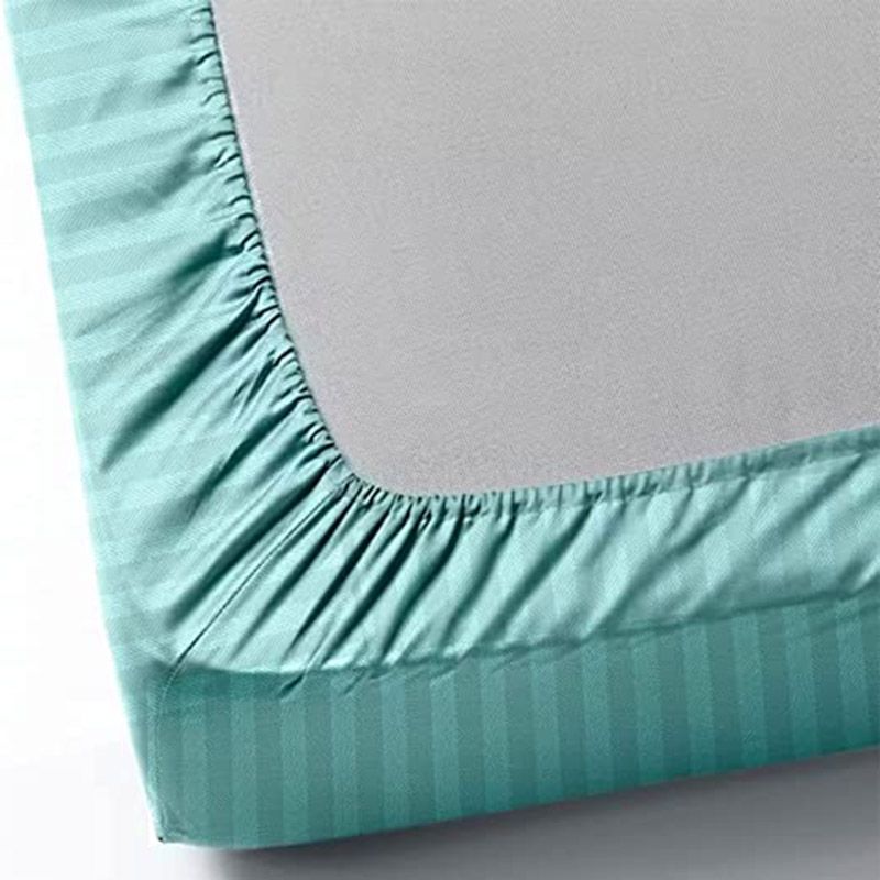 BYFT - Tulip Single Satin Stripe Fitted Sheet 90 x 210 + 30 cm - Sea Green 