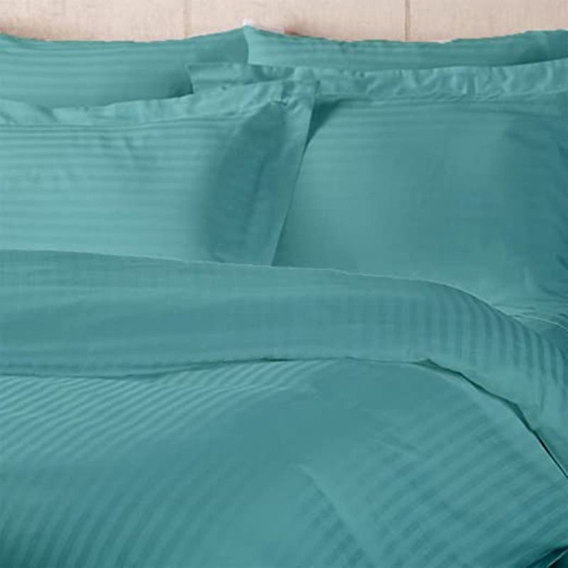 BYFT - Tulip Queen Satin Stripe Duvet Cover 225 x 245 + 30 cm - Sea Green 