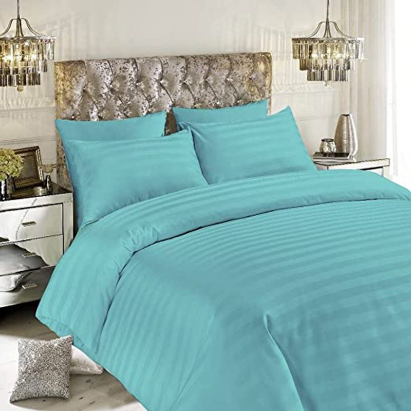 BYFT - Tulip Queen Satin Stripe Duvet Cover 225 x 245 + 30 cm - Sea Green 