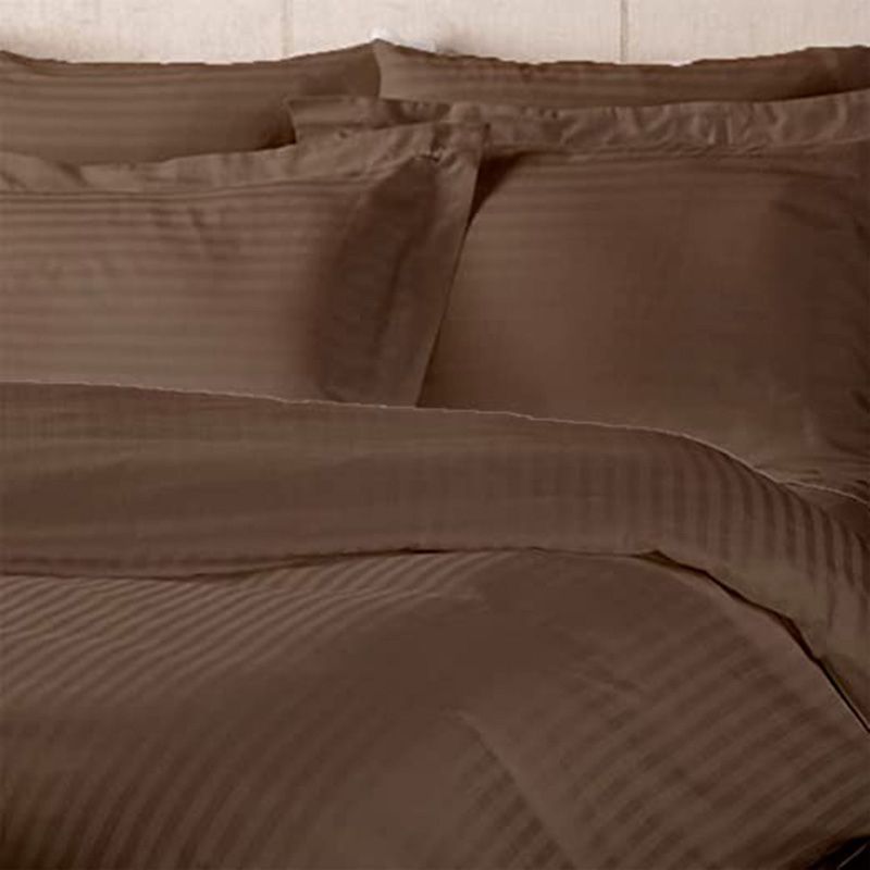 BYFT - Tulip King Satin Stripe Duvet Cover 245 x 265 + 30 cm - Dark Brown 