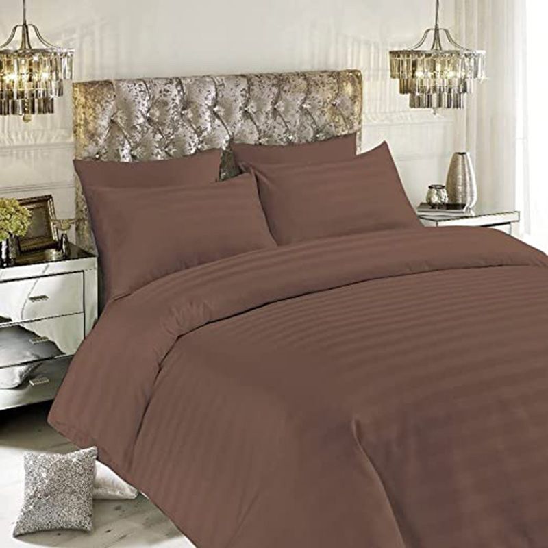 BYFT - Tulip King Satin Stripe Duvet Cover 245 x 265 + 30 cm - Dark Brown 