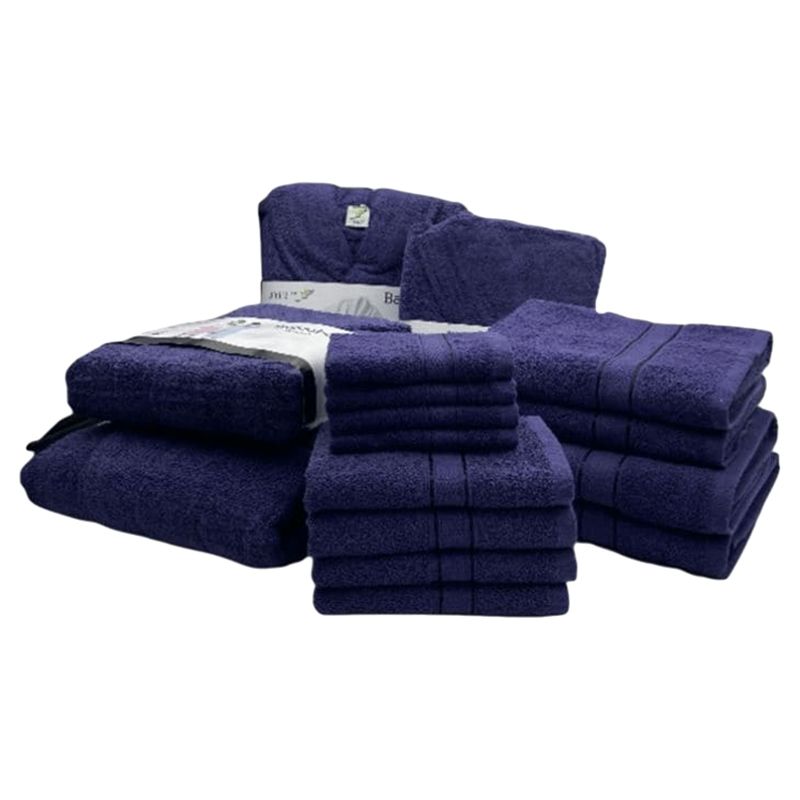 Byft - Daffodil 100% Cotton Bath Linen 16pc-Set 6Y+ - Navy Blue