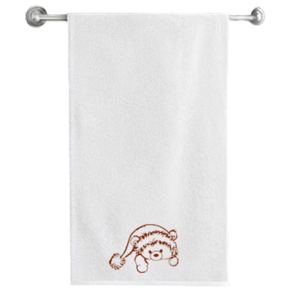 Byft - Iris Embroidered Bath Towel - Teddybear W/ Christmas Cap