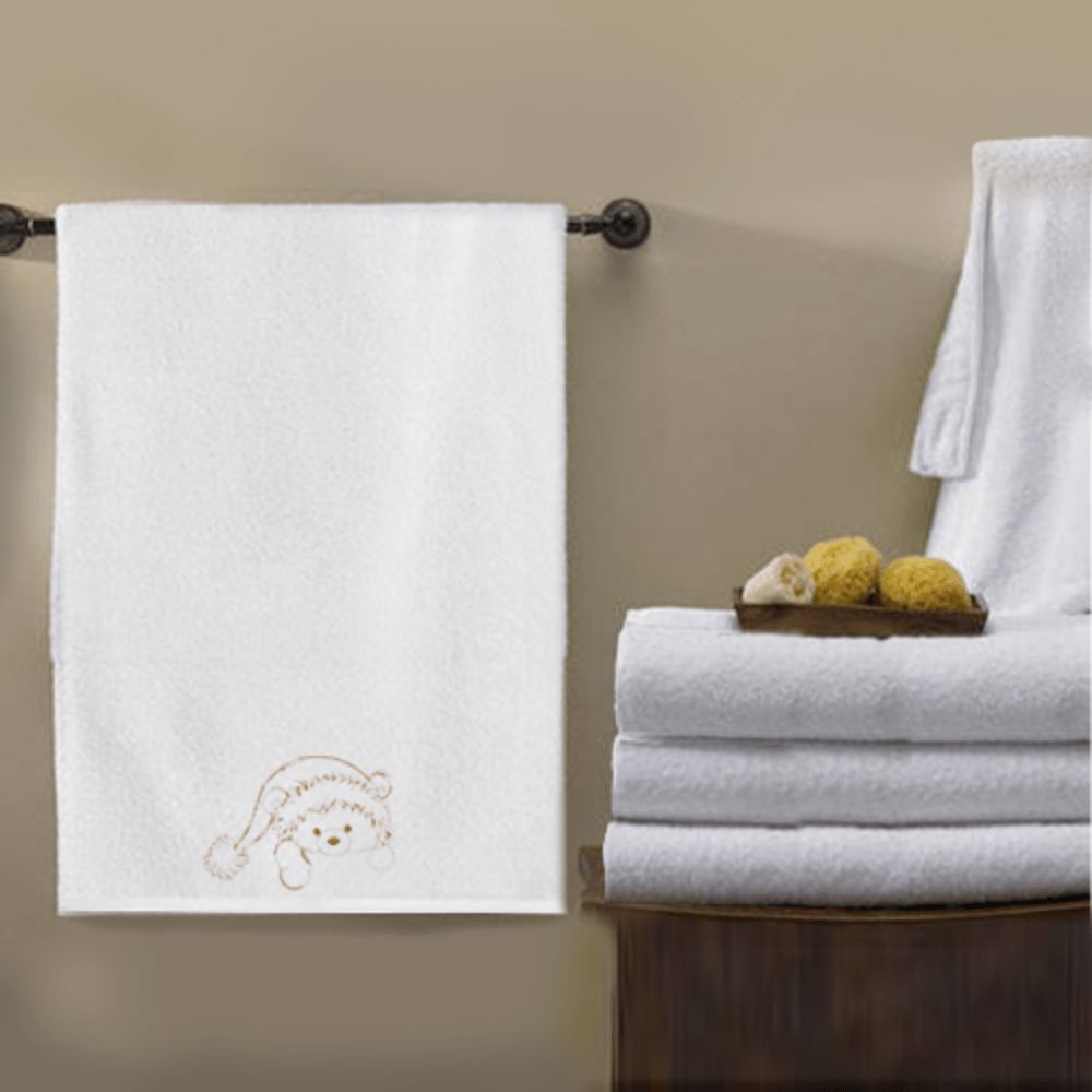 Byft - Iris Embroidered Bath Towel - Teddybear W/ Christmas Cap