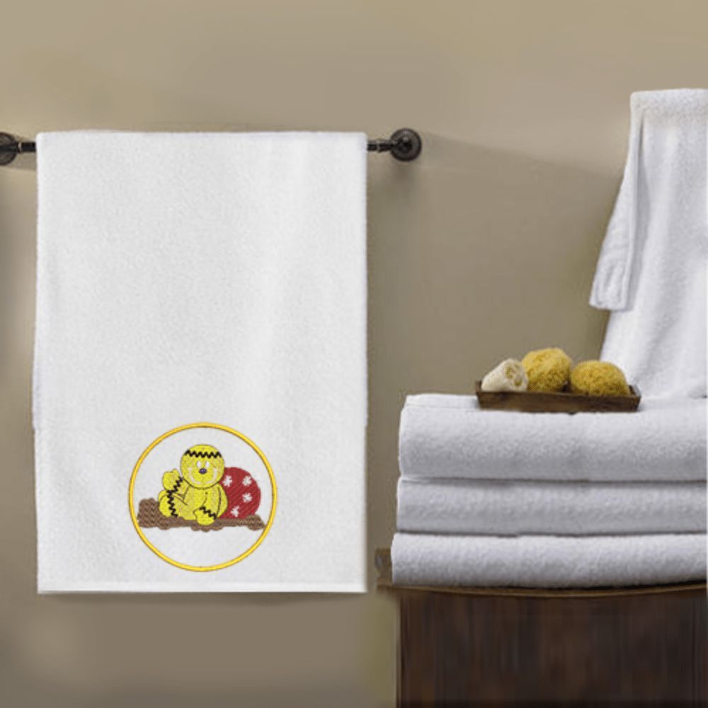 Byft - Iris Embroidered Bath Towel - Gingerbread W/ Ornament