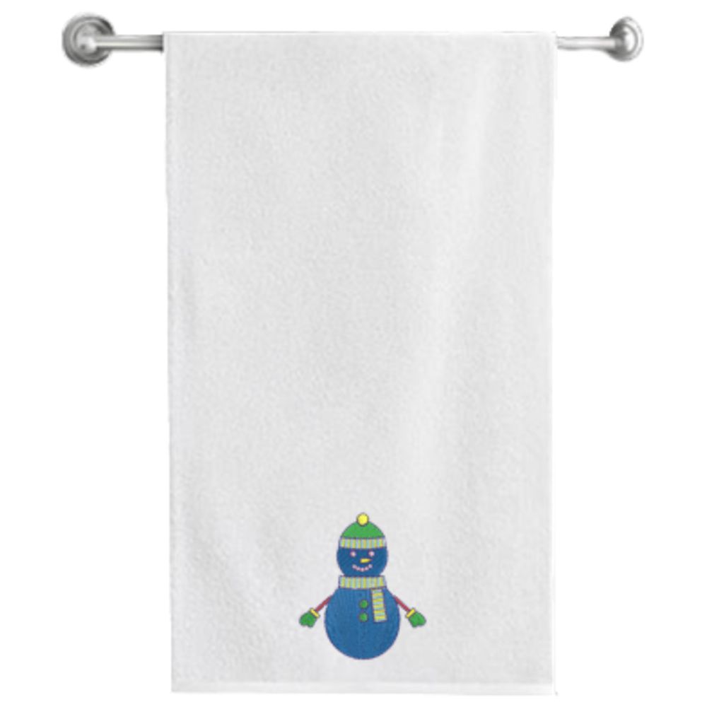 Byft - Iris Embroidered Bath Towel - Blue Snowman